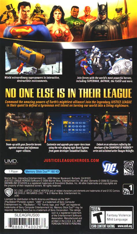Justice League Heroes 2006 Psp Box Cover Art Mobygames