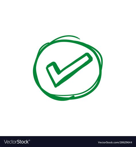 Green Circle Check Mark Icon With Hand Drawn Vector Image