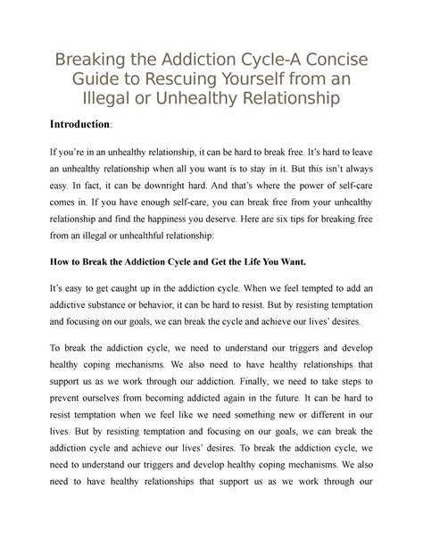 Breaking The Addiction Cycle A Concise Guide To Rescuing Yourself From