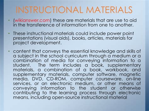 Different Types Of Instructional Materials