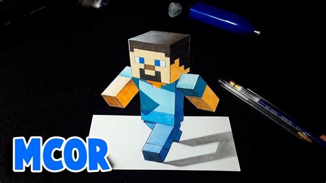 Dibujando A Steve Minecraft En 3d Minecraft Video Game 3d Art Youtube