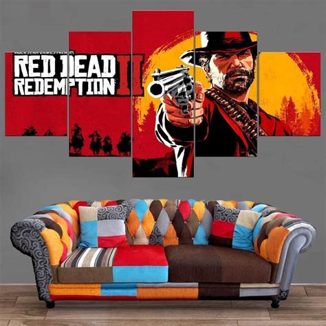 Red Dead Redemption 2 Background Gaming 5 Panel Canvas