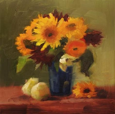 Daily Paintworks No Sunflower Bouquet Original Fine Art For