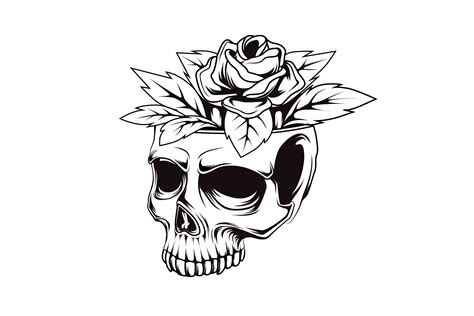 Skull Flowers Hand Drawing Vector Graphic By Epicgraphic · Creative