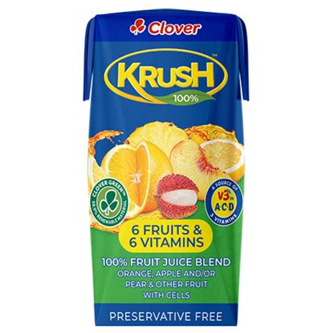 Clover Krush 6 Fruits And 6 Vitamins 100 Fruit Juice Blend 200ml Superb Hyper