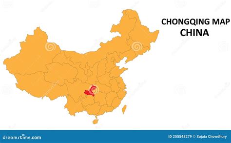 Chongqing Province Map Highlighted On China Map With Detailed State And
