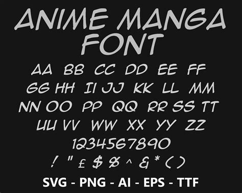 Anime Manga Font Ttf Svg Eps Png Cricut Silhouette Etsy Uk