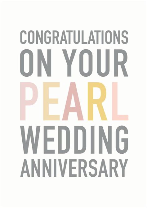 Congratulations Pearl Wedding Anniversary Card 30 Years Thortful