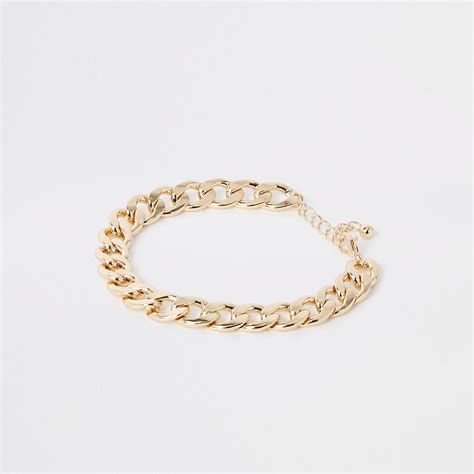 Gold Tone Chunky Curb Chain Anklet Body Jewellery And Harnesses