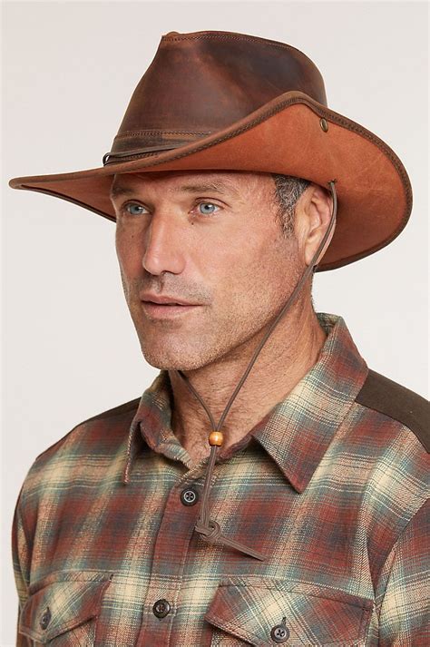 Aussie Distressed Leather Outback Hat Outback Hat Leather Cowboy