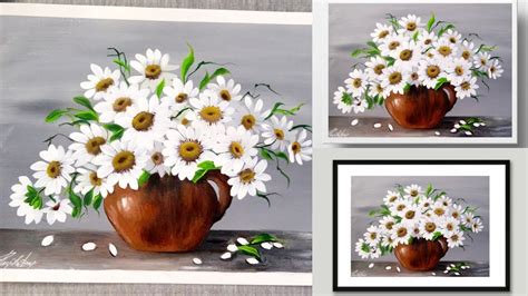 Simple Acrylic Painting Demonstration Daisies White