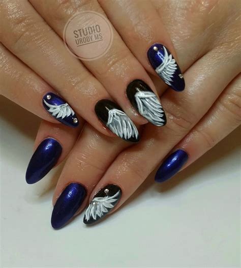 Angels Wings Feather Nail Designs Teal Nails Angel Nails