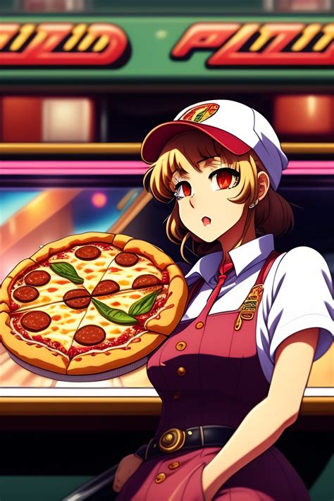 Lexica In The Style Of 90s Vintage Anime Art Of A Female Pizza