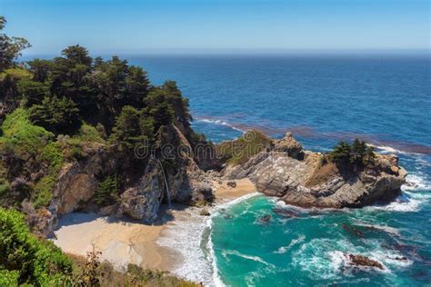 Julia Pfeiffer Beach And Mcway Falls In Big Sur California Stock