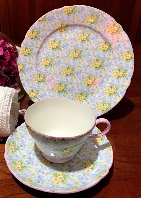 Shelley China Trio Henley Primrose Tea Cup Saucer And 8 Inch Etsy
