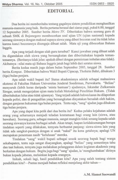 Penanda wacana ialah kata atau frasa yang berperanan dalam menguruskan aliran dan struktur wacana.oleh kerana fungsi utamanya ialah pada tahap wacana (urutan ucapan) dan bukannya pada tahap ujaran atau kalimat, penanda wacana relatif bebas sintaksis dan biasanya tidak mengubah makna bersyarat kebenaran dari ayat tersebut. Contoh Teks Wacana : Wacana Eksposisi Bahasa Jawa Restu ...