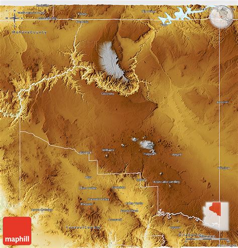 Physical 3d Map Of Coconino County