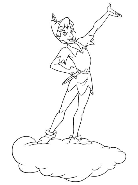 Dibujo Para Colorear Peter Pan En Una Nube