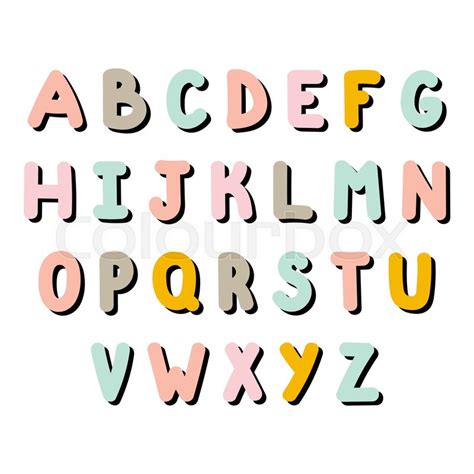 Hand Drawn English Alphabet Cute Stock Vector Colourbox
