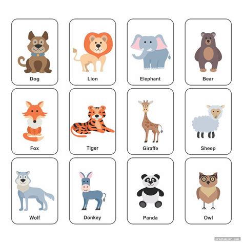 Real Animal Flash Cards Printable Pdf Printable Word Searches