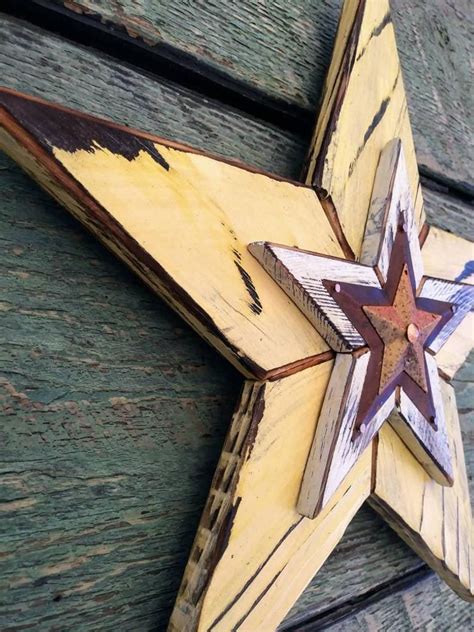 Star Rustic Barn Star Wall Hanging Butter Yellow White Etsy Barn Wood