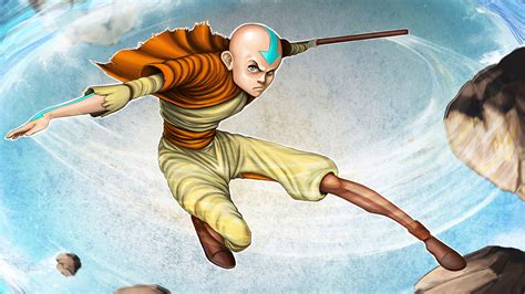 Avatar The Last Airbender Aang Jumping On Rock Hd Anime Wallpapers Hd