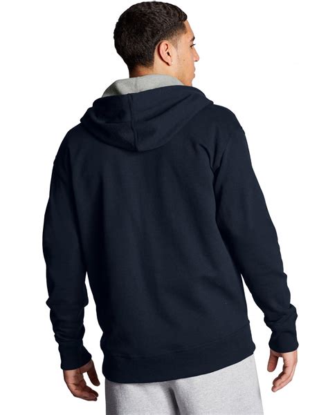 Powerblend Fleece Full Zip Hoodie Script Logo Navy Champion Mens