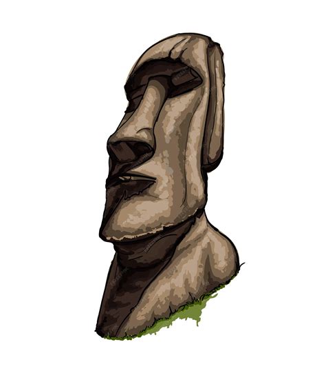 Estátua De Moai Estátua Da Ilha De Páscoa De Um Toque De Aquarela