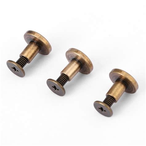 tebru brass rivets leather cap rivet 20pcs flat head copper brass screws nuts nails rivets