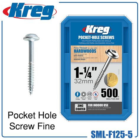 Kreg Sml F125 500 Pocket Hole Screw Fine 1 14 Hans Infinite Tools