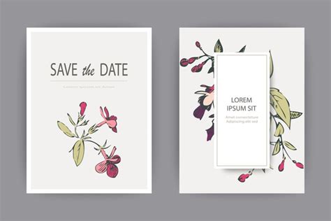 Fuchsia Flowers Wedding Invitation Card Template 249433