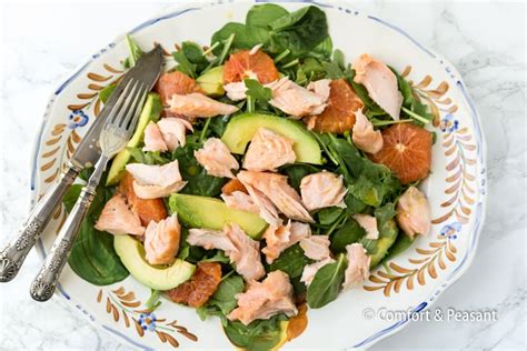 Salmon Avocado And Spinach Salad Comfort And Peasant