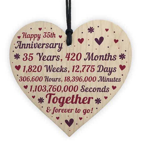 Anniversary Wooden Heart To Celebrate 35th Wedding Anniversary