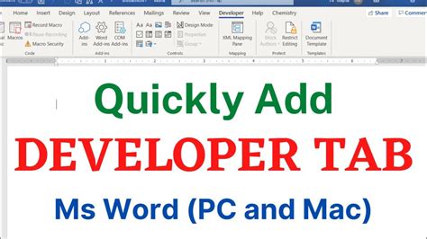 How To Add The Developer Tab In Microsoft Word Windows And Mac 2021