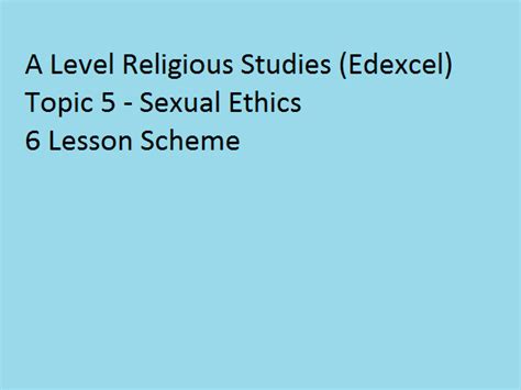 Sexual Ethics Teaching Resources