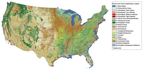 A Map Of The United States Showing Land Cover