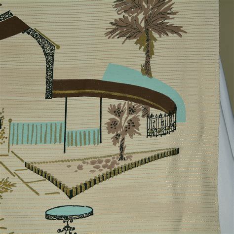 Mid Century Modern Fabric Atomic Age Fabric With Architectural Design