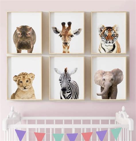 Safari Animal Prints Set of 6 Nursery Animal Prints Animal | Etsy in 2021 | Nursery animal ...
