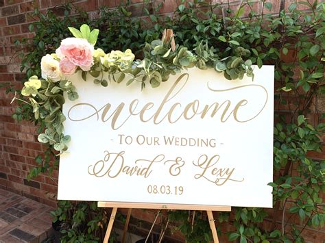 White And Gold Wedding Welcome Sign Wedding Welcome Signs Floral
