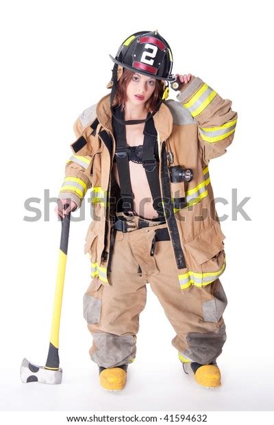 Sexy Female Firefighter Turnout Gear Helmet Foto De Stock 41594632 Shutterstock
