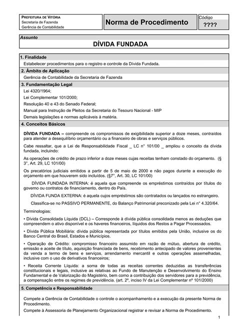 Norma de procedimento dívida PDF