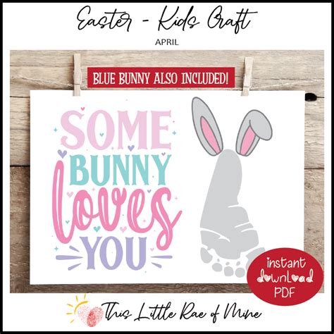 Some Bunny Loves You Easter Footprint Handprint Art Keepsake