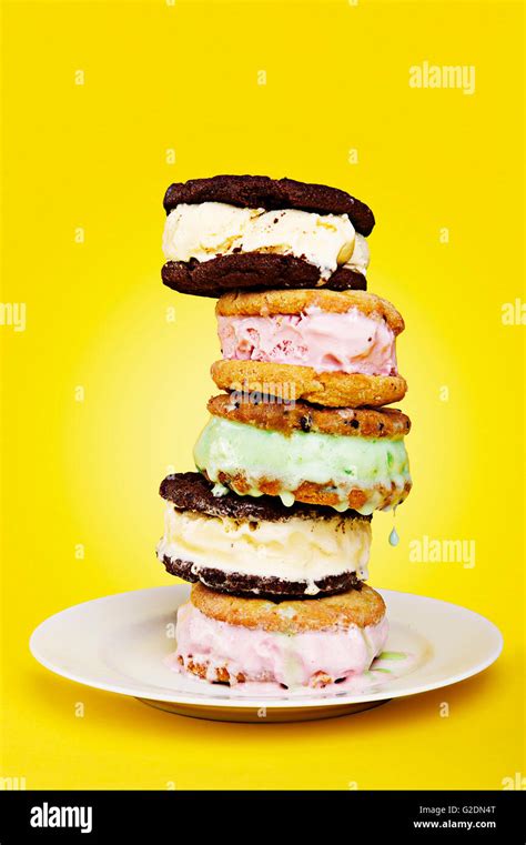 Stack Of Melting Ice Cream Sandwiches Stock Photo Alamy