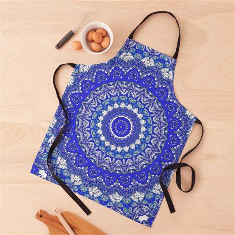 Blue Tranquility Mandala Apron By Cr6zym1nd