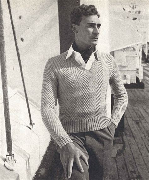 Colin Sweater 1950s Knitting Herringbone Top Vneck Jumper Knitted