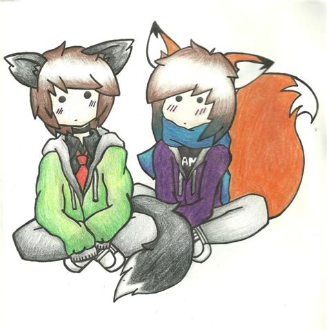 Chibi Fox Girl And Wolf Boy By Emmacaron On Deviantart