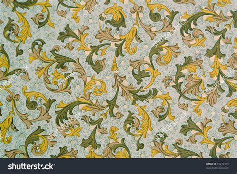 Vintage Wallpaper Floral Pattern From 18th Century Stock