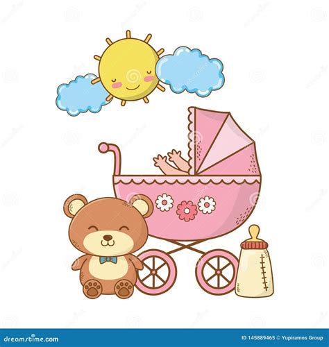 Cute Baby Shower Cartoon Stock Vector Illustration Of Birthday 145889465
