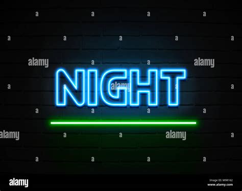 night neon sign glowing neon sign on brickwall wall 3d rendered royalty free stock