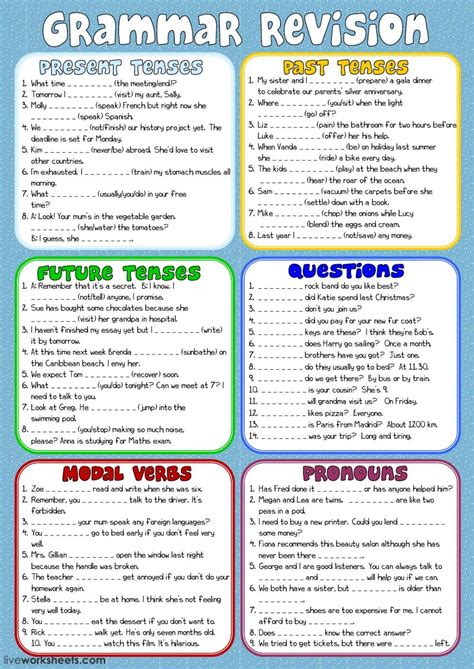 English Language Grammar Worksheets
